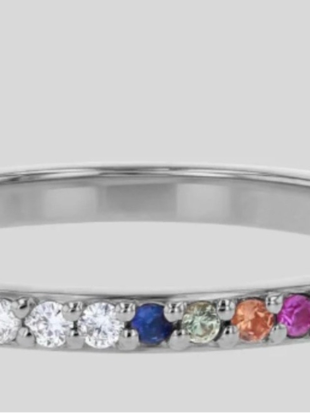 Hello Noemie Half White Diamond Half Multi-Color Sapphire Eternity Band Ring